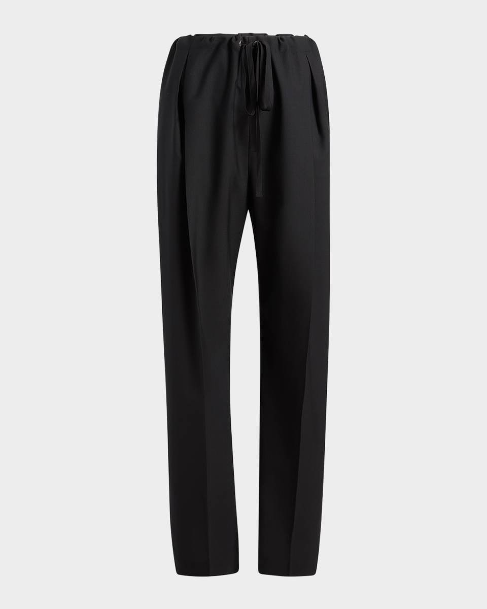 Trenton Pleated Straight-Leg Pull-On Pants